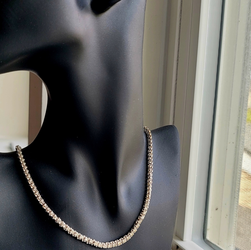 GIA Appraised 14KT 3.42ct Diamond Tennis Necklace, 16"